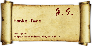 Hanke Imre névjegykártya